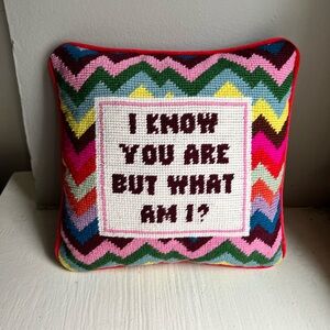 NWOT Needlepoint Quote Pillow by Furbish